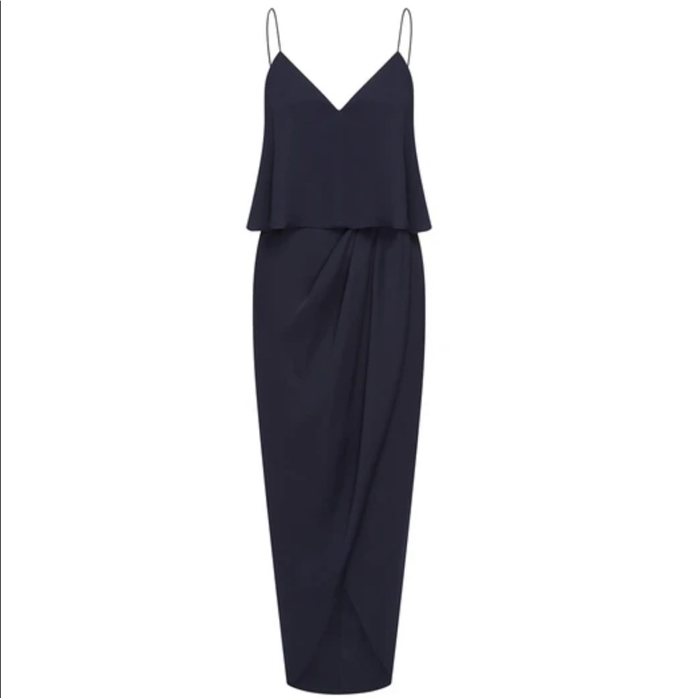 Shona Joy Luxe Cocktail Frill Dress - Sapphire